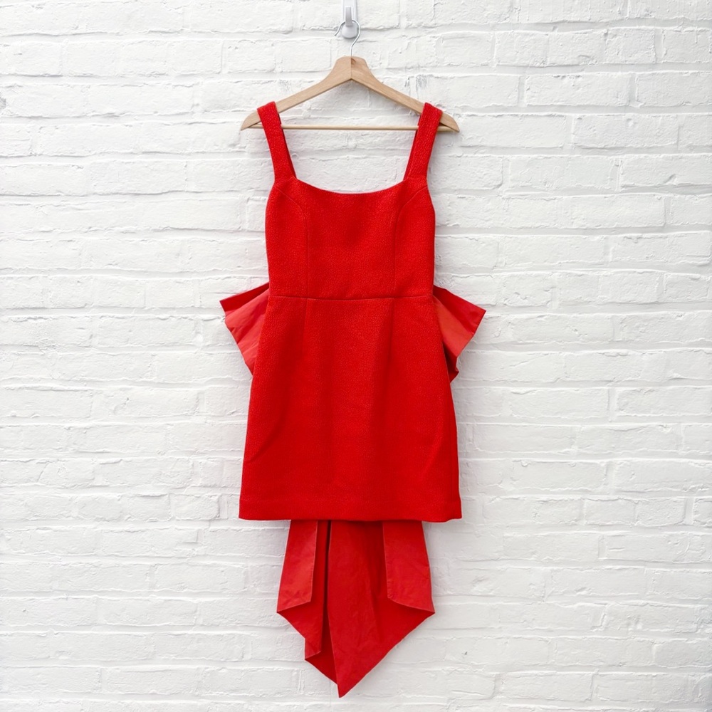 Rebecca Vallance || Calla Mini Dress Bow‎ Back Red US 4 NWT